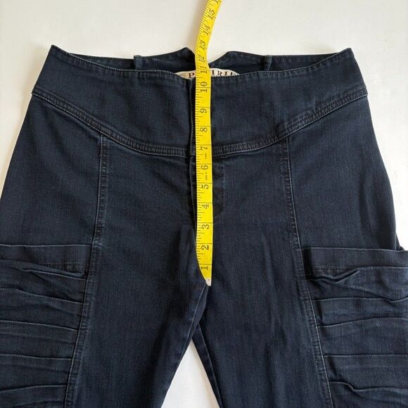 Prairie Underground Organic Cotton Crop Blue Denim Button Fly Moto Jeans Sz 31 - Picture 8 of 9